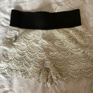 White Full Lace Shorts